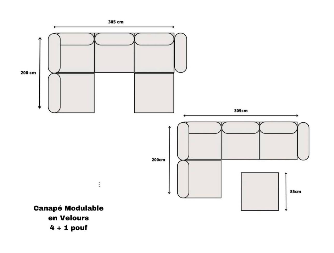 Canapé modulable Gina 3+1 ou 4+1 avec coussins🆕